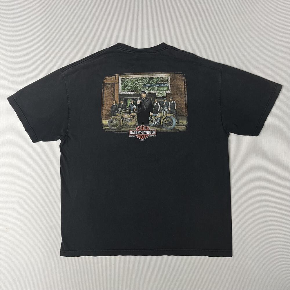 Harley-Davidson Shirt Mens L Black Chicago Dealer Graphic Tee Biker Al Capone